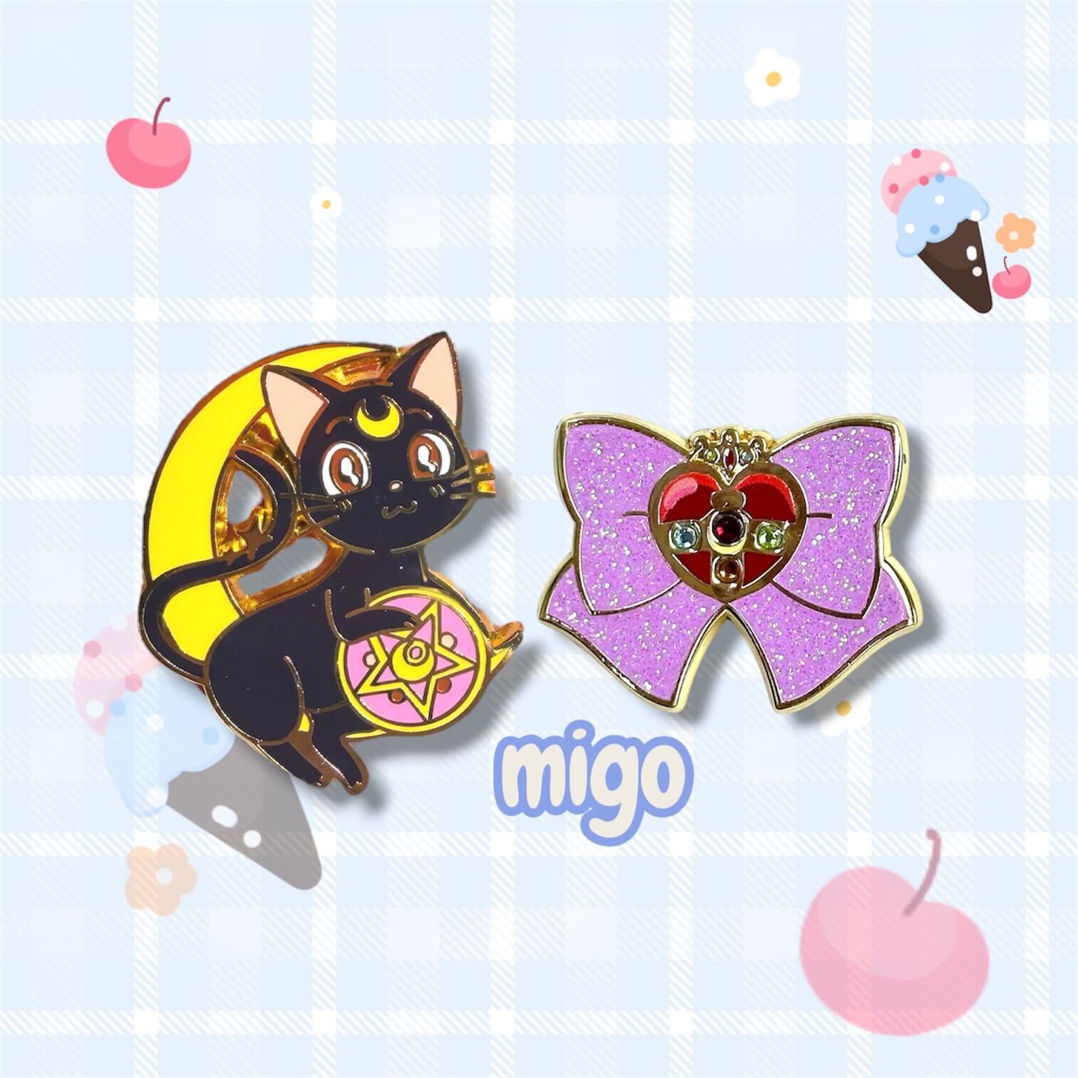 Sailor Moon Cosmic Heart Compact & Luna Cat Enamel Pin