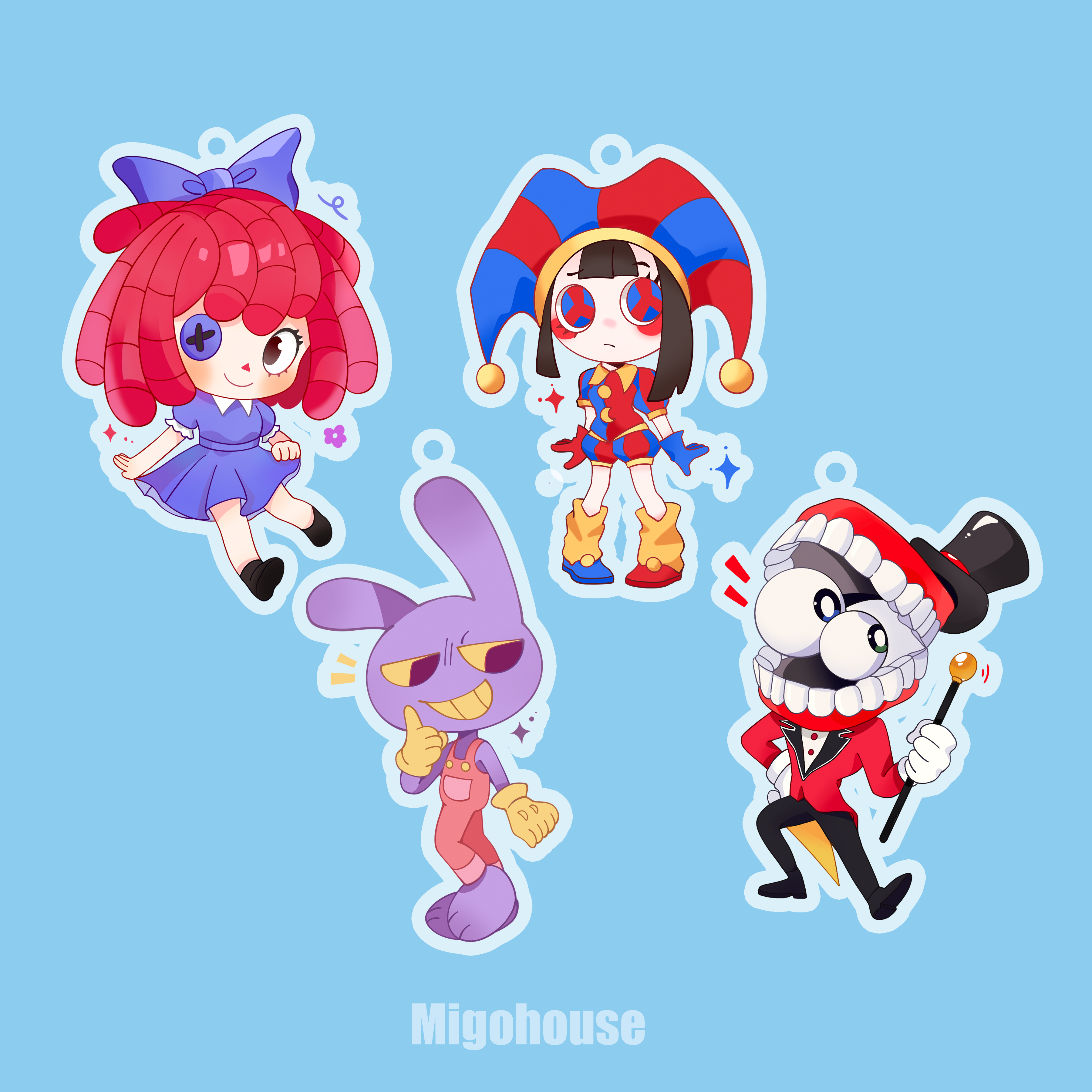 The Amazing Digital Circus Acrylic Charm – Pomni, Ragatha, Jax &amp; Caine