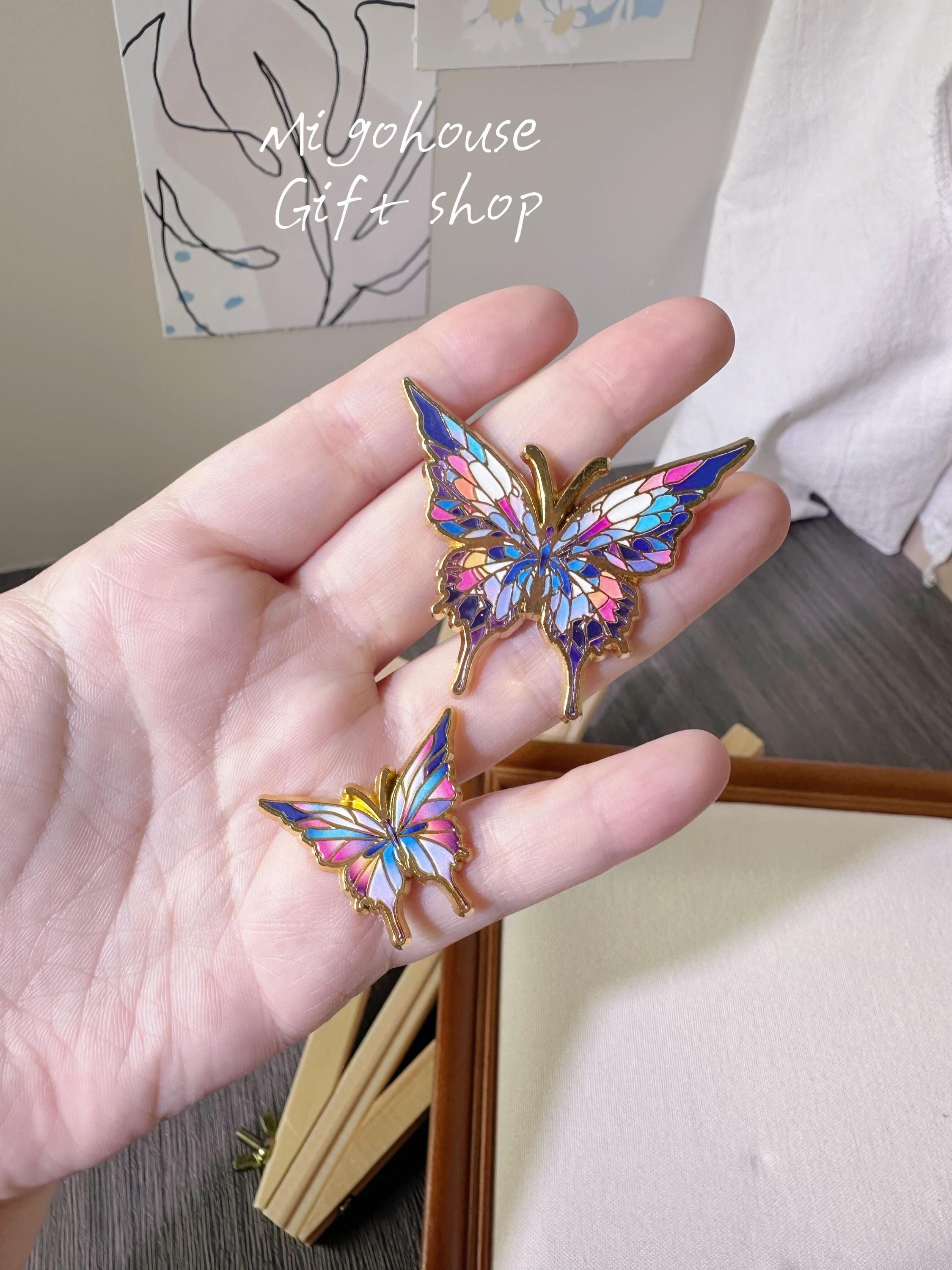 Iridescent Butterfly Enamel Pin: Rainbow Bag or Backpack Pin