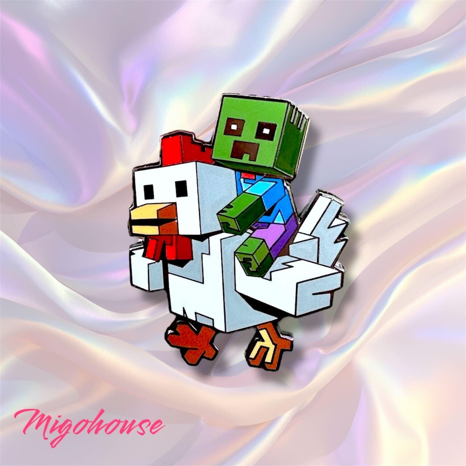 Minecraft Chicken Jockey Enamel Pin | Gamer Gift (50mm/2")