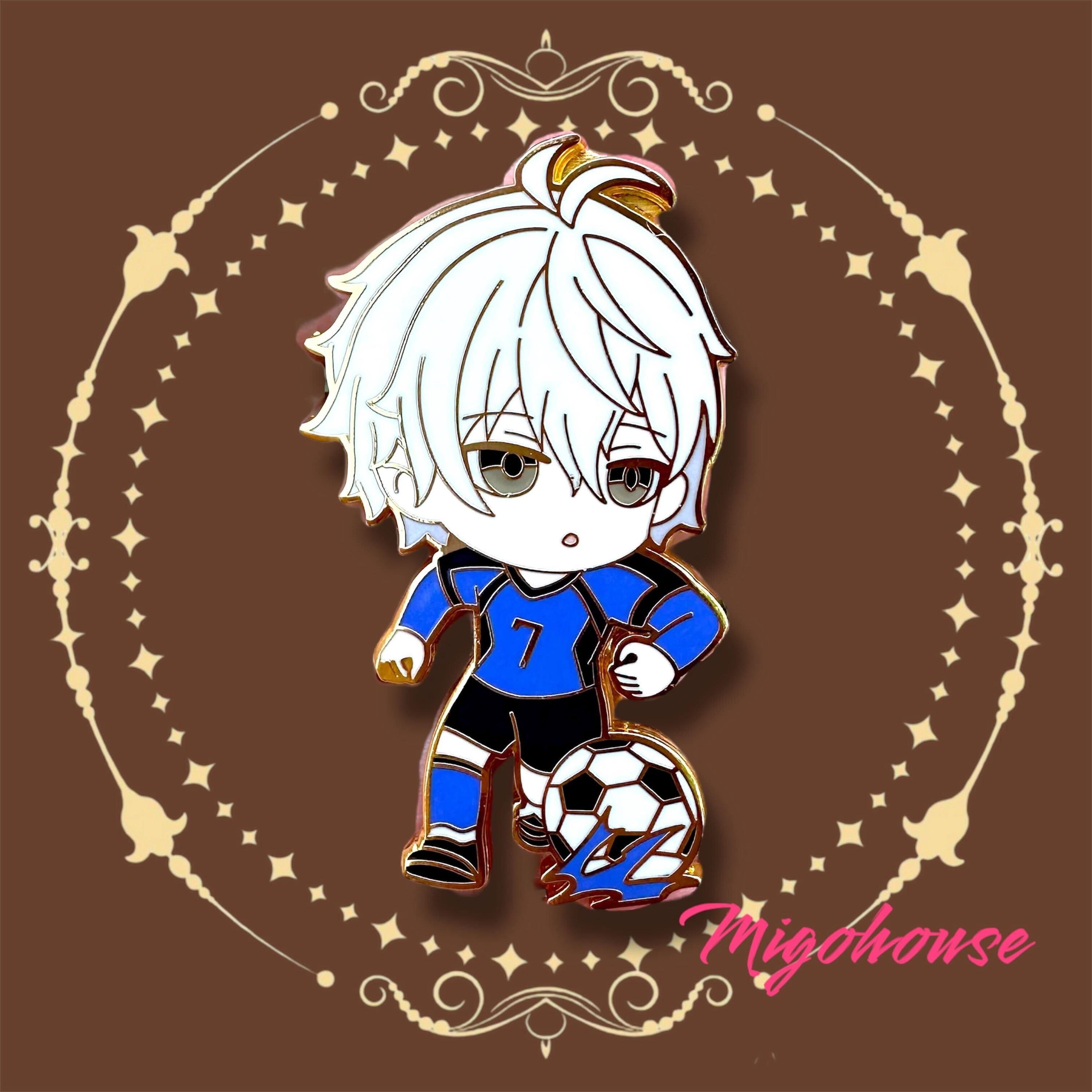 Seishiro Nagi Enamel Pin: Blue Lock Anime, Chibi Style, Yoichi Isagi