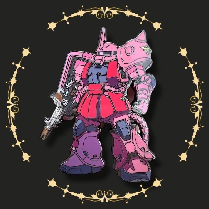 Large Gundam Zaku Enamel Pin: Anime Gift for Boys (80mm/3")