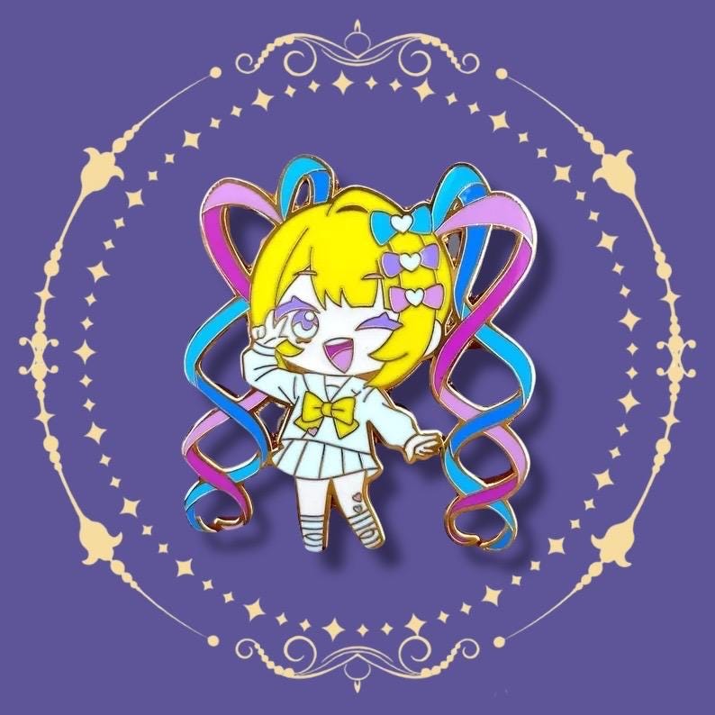 Kangel Hard Enamel Pin: Needy Streamer Overload, Chibi Style, Ame chan