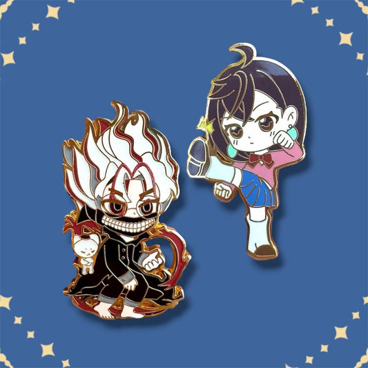 Dandadan Hard Enamel Pins – Momo & Ken Takakura