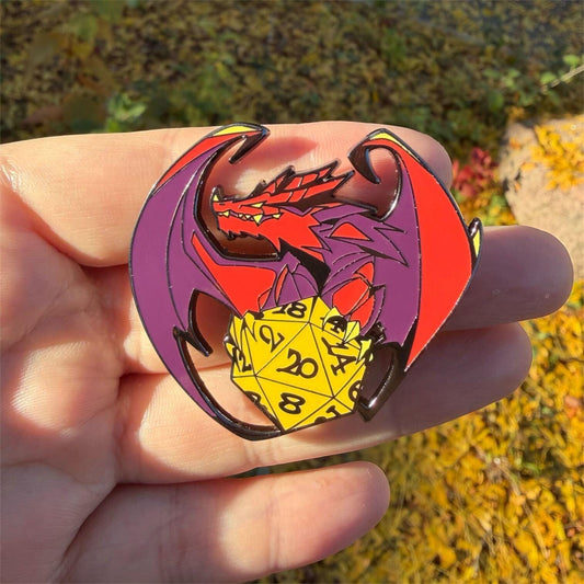 Dice dragon Hard Enamel Pin | dungeons and dragons