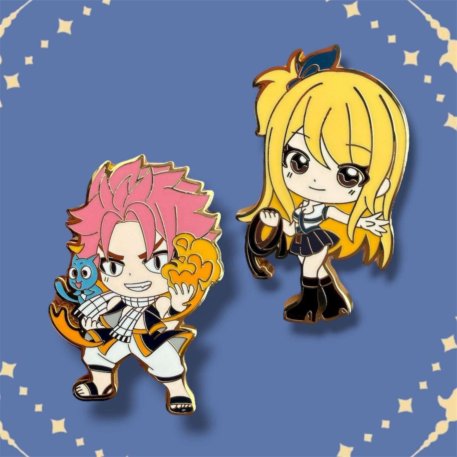 Natsu Dragneel & Lucy Enamel Pin Set | fairy tail Pins