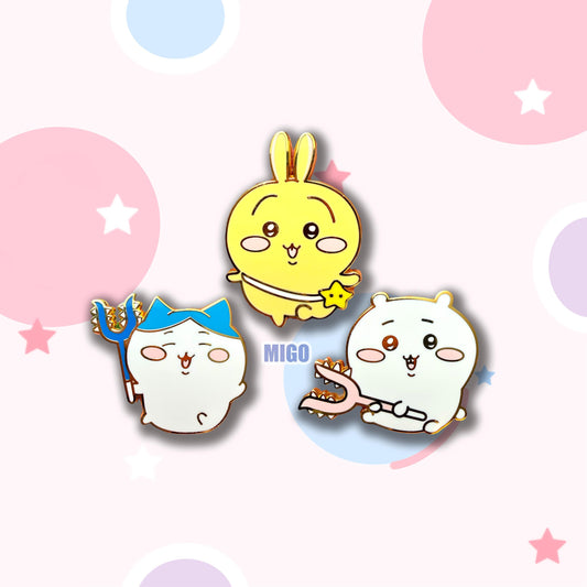 Chiikawa enamel pins, Usagi enamel pins, Hachiware enamel pins