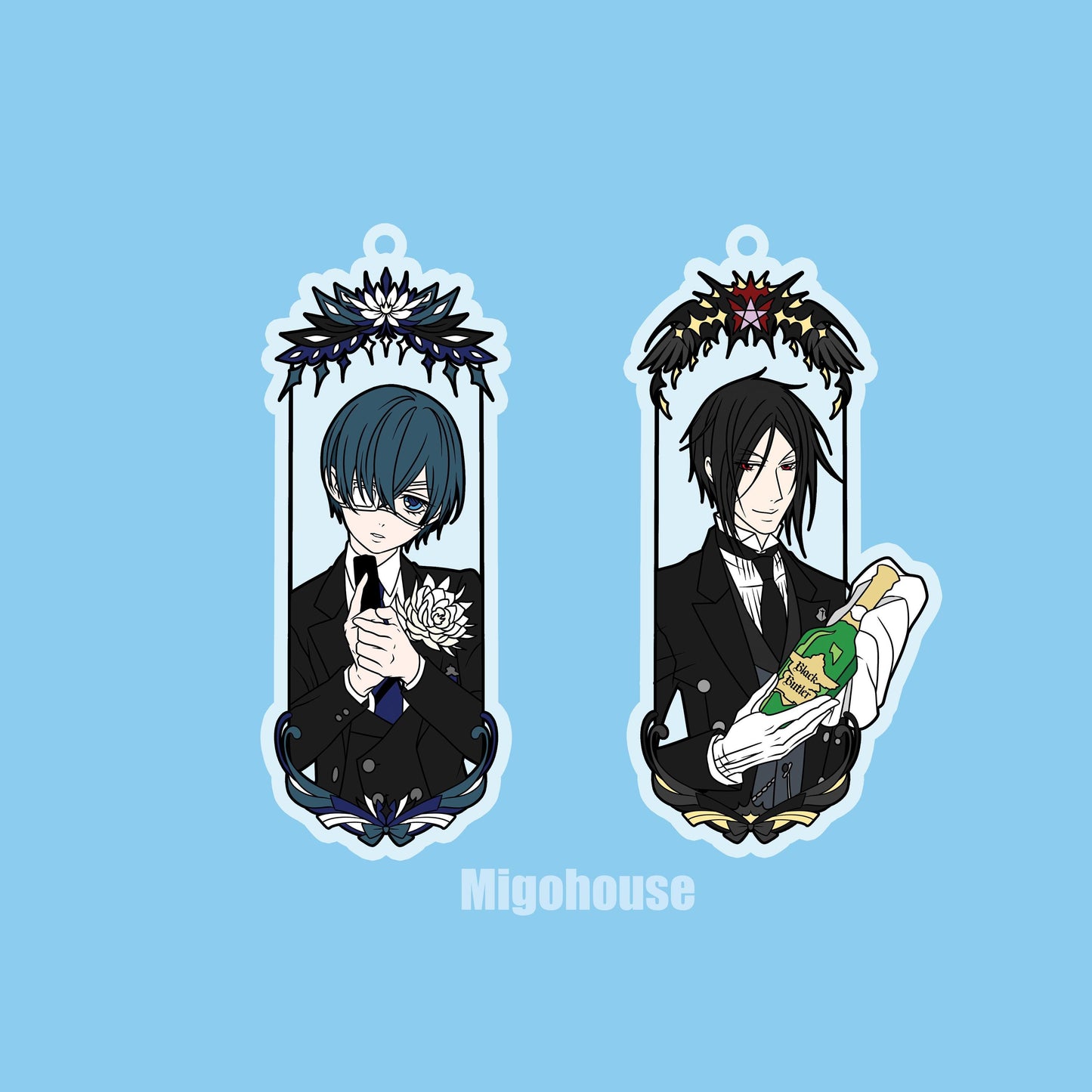 Black Butler Acrylic charms , Ciel and Vincent