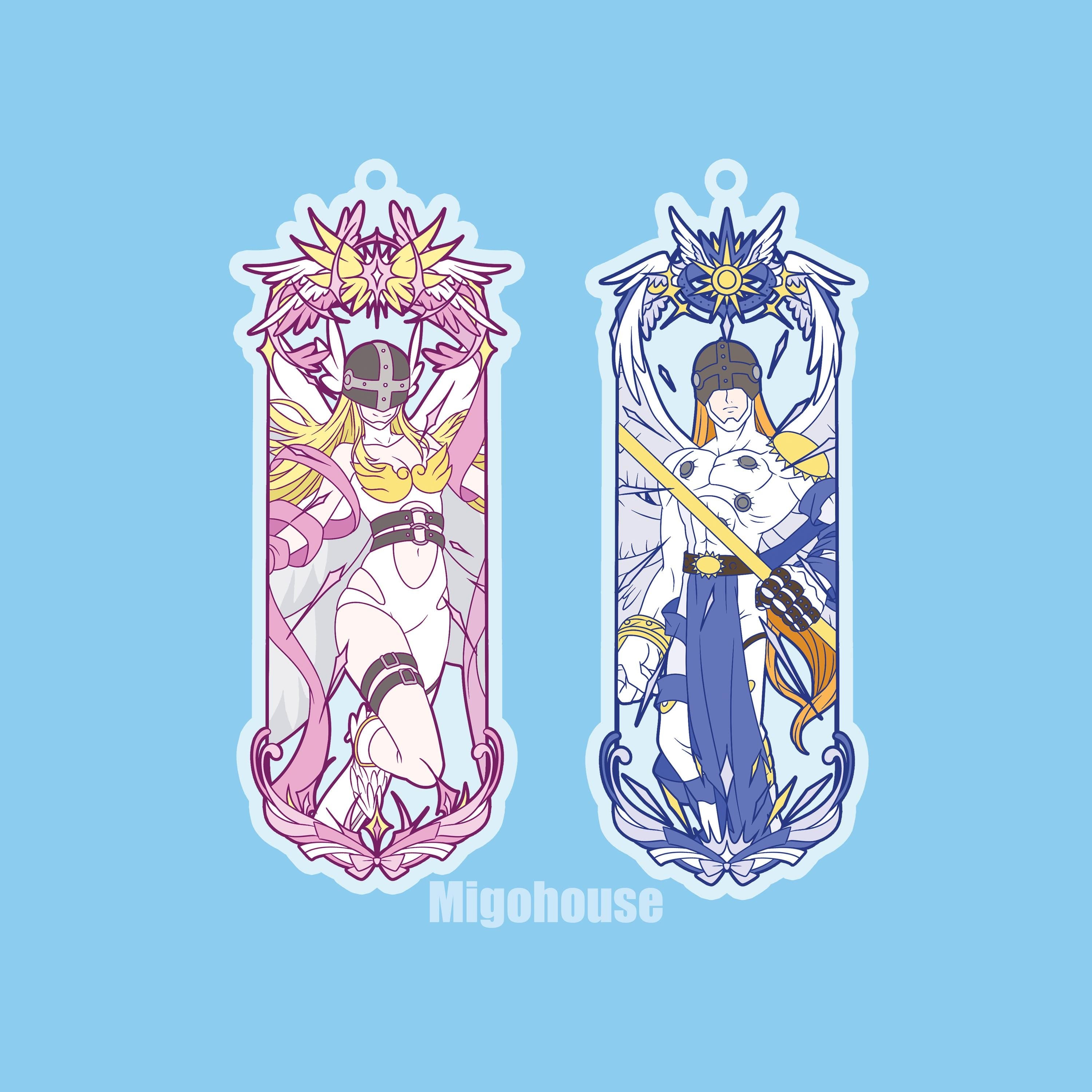 Digimon Acrylic charms , Angemon and Angewomon