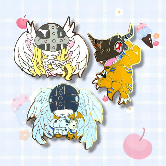 Digimon Enamel pins, Angewomen, Angemon, Greymon pins