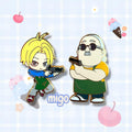 Sakam0to Days enamel pins, Sakamoto and Shin
