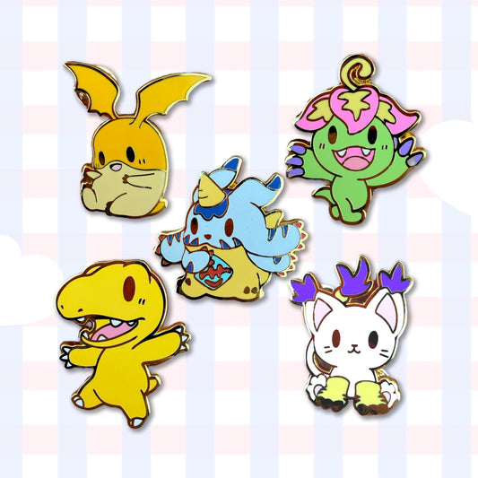 Digimon Enamel pins, Agumon, Tailmon, Patamon, Gabumon, Palmon