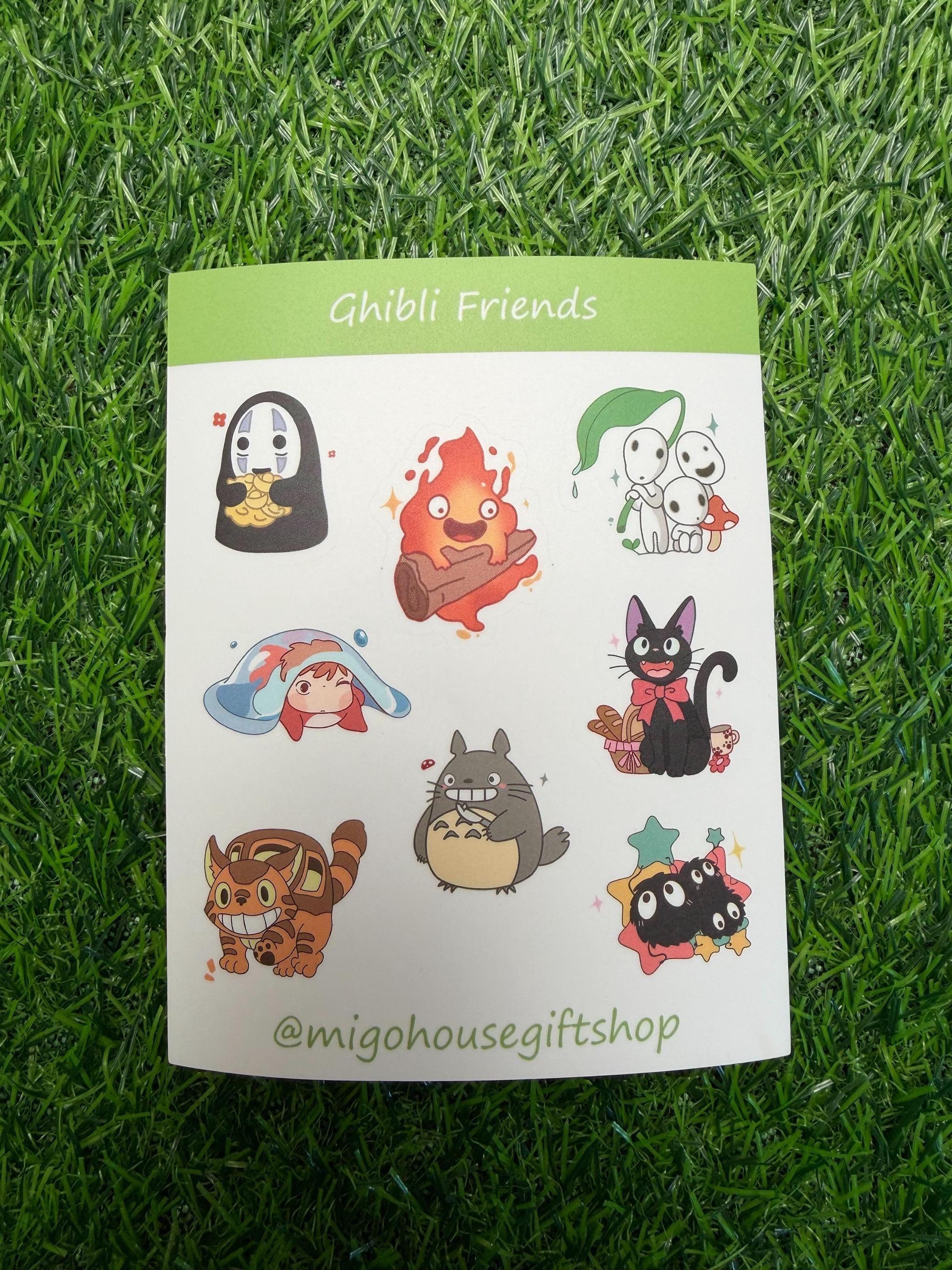 Ghibli studio sticker sheet, Vinyl Waterproof Stickers, no face, calcifer, totoro