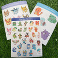 Pokemon sticker sheet, Vinyl Waterproof Stickers, starts pokemons