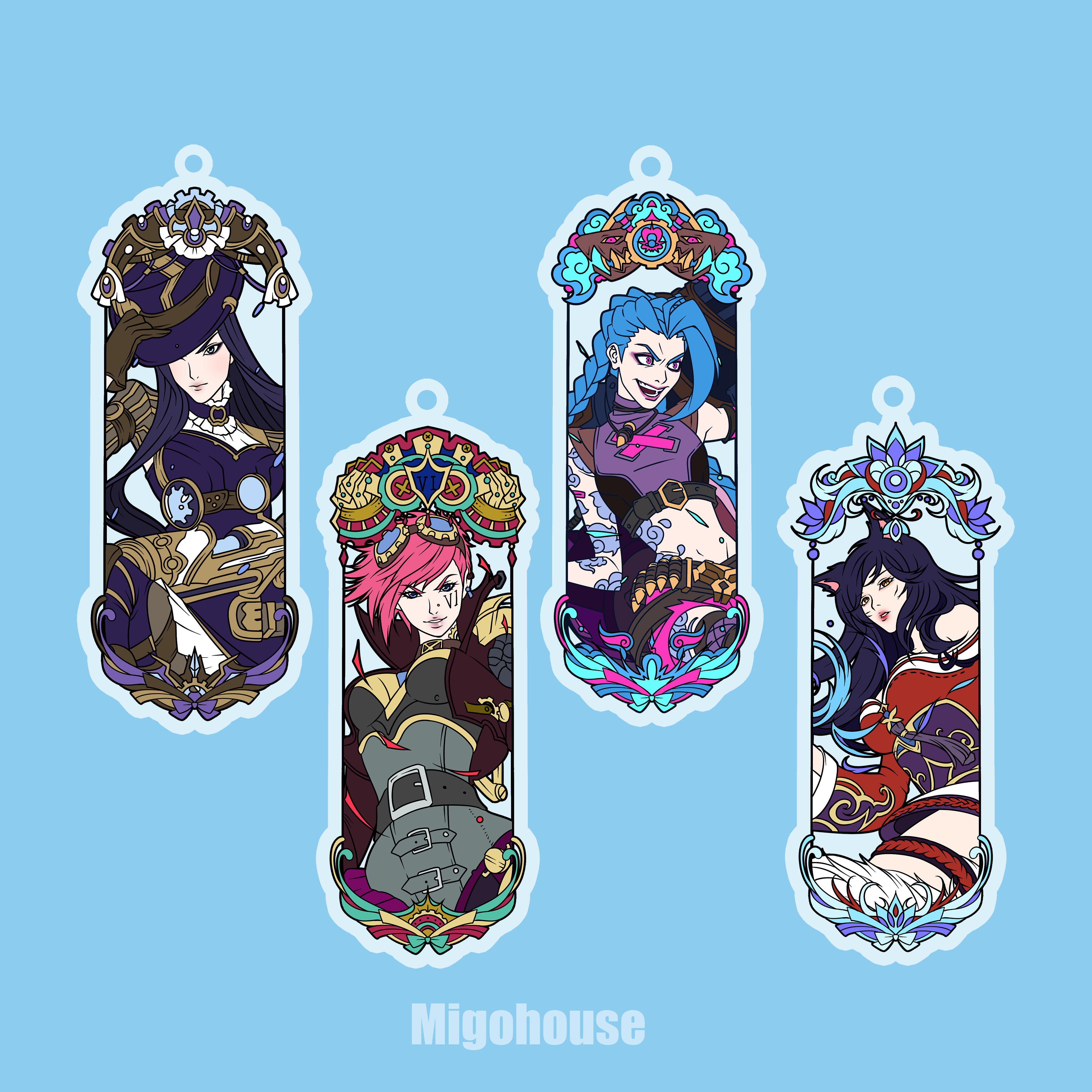 League of Legends Acrylic Charm – Jinx, Vi, Caitlyn & Ahri