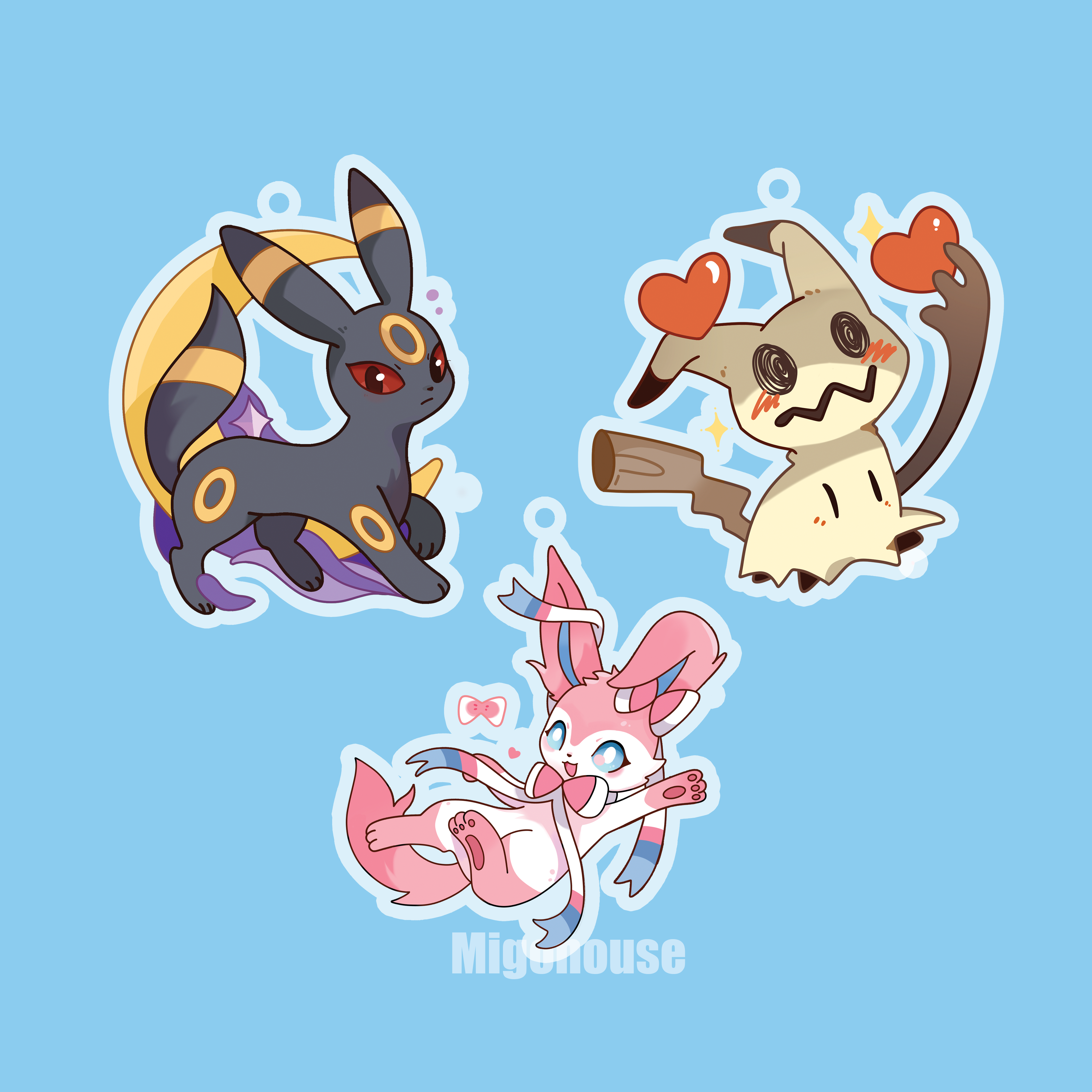 Pokémon Acrylic Charm – Mimikyu, Sylveon & Umbreon